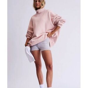 Free People A Cut Above Mock Neck Pullover Sweatshirt in ballet slipper